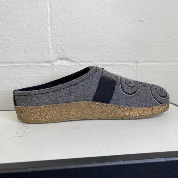 Haflinger MAGIC Swirl Grey Black Wool Clogs Slippers Slip On Women's 37 EU/6 US - Picture 3 of 12